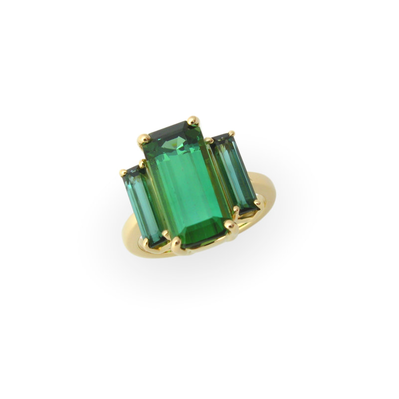 art deco inspired tourmaline ring by Hanna Tommola